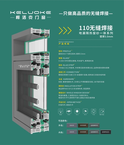 110无缝焊接地漏隔热窗纱一体系列壁厚3.0mm