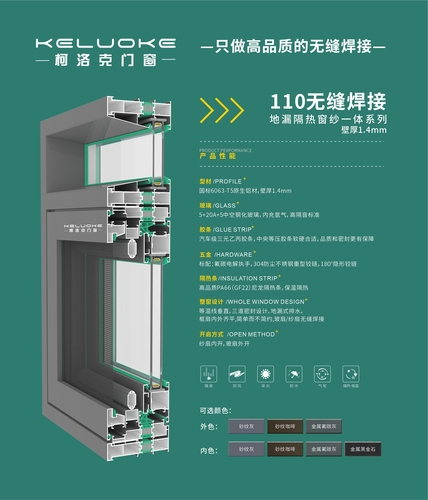 110无缝焊接地漏隔热窗纱一体系列壁厚1.4mm